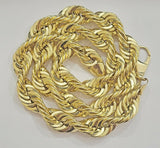 REAL 10K Yellow Gold Rope Chain Necklace 15 MM Thick 26" Diamond Cut 10kt MEN'S