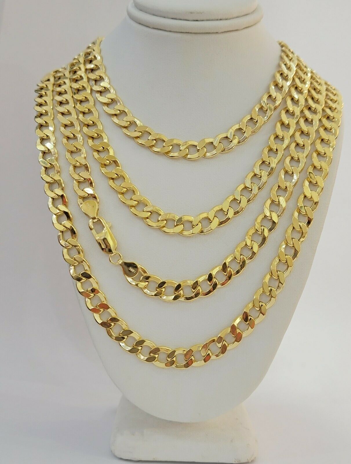 10k Gold Chain 8mm 24" Cuban Curb Link Necklace REAL 10kt Yellow Gold Men's 10 k