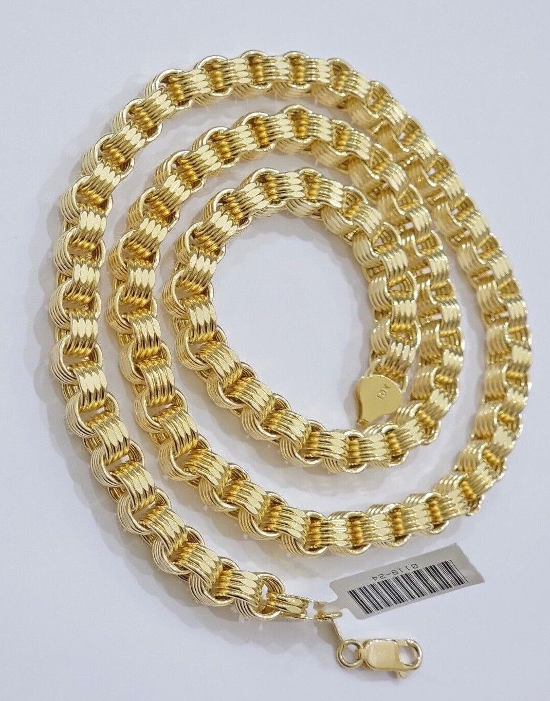 Real Gold Box Byzantine Chain Necklace 7.5mm 10K Yellow 22 Inches Men 10KT SALE
