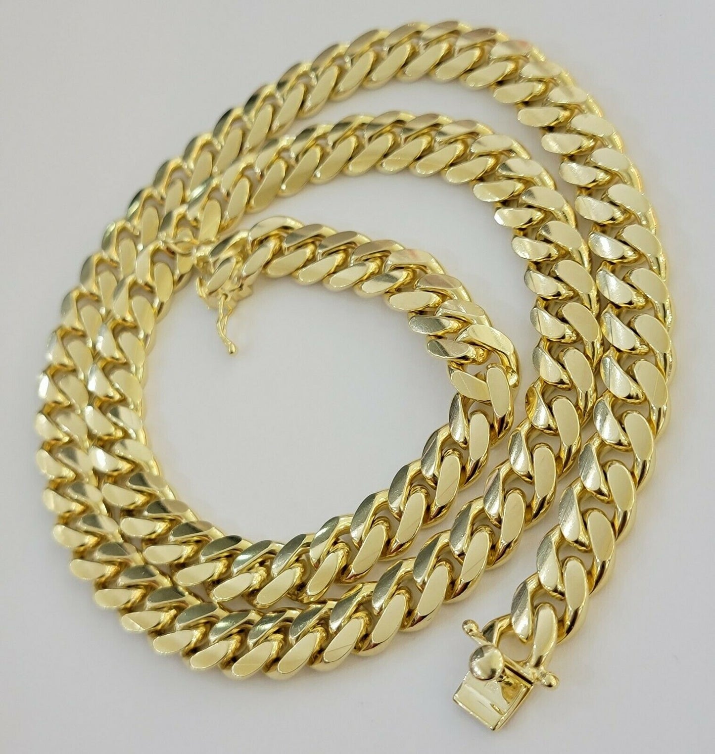 REAL Solid 10k Yellow Gold Chain 10mm Miami Cuban Link Necklace 26" Men Box Lock