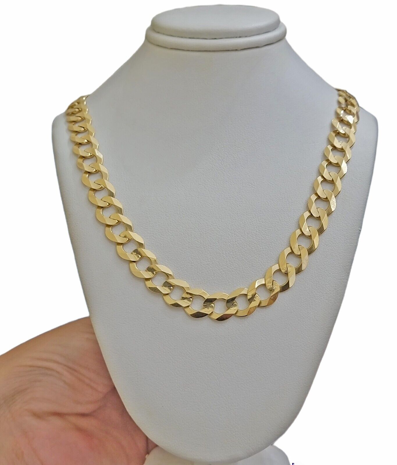 10mm 10k Gold Chain Cuban Curb Link Necklace 30 Inch Real SOLID 10k Yellow Gold