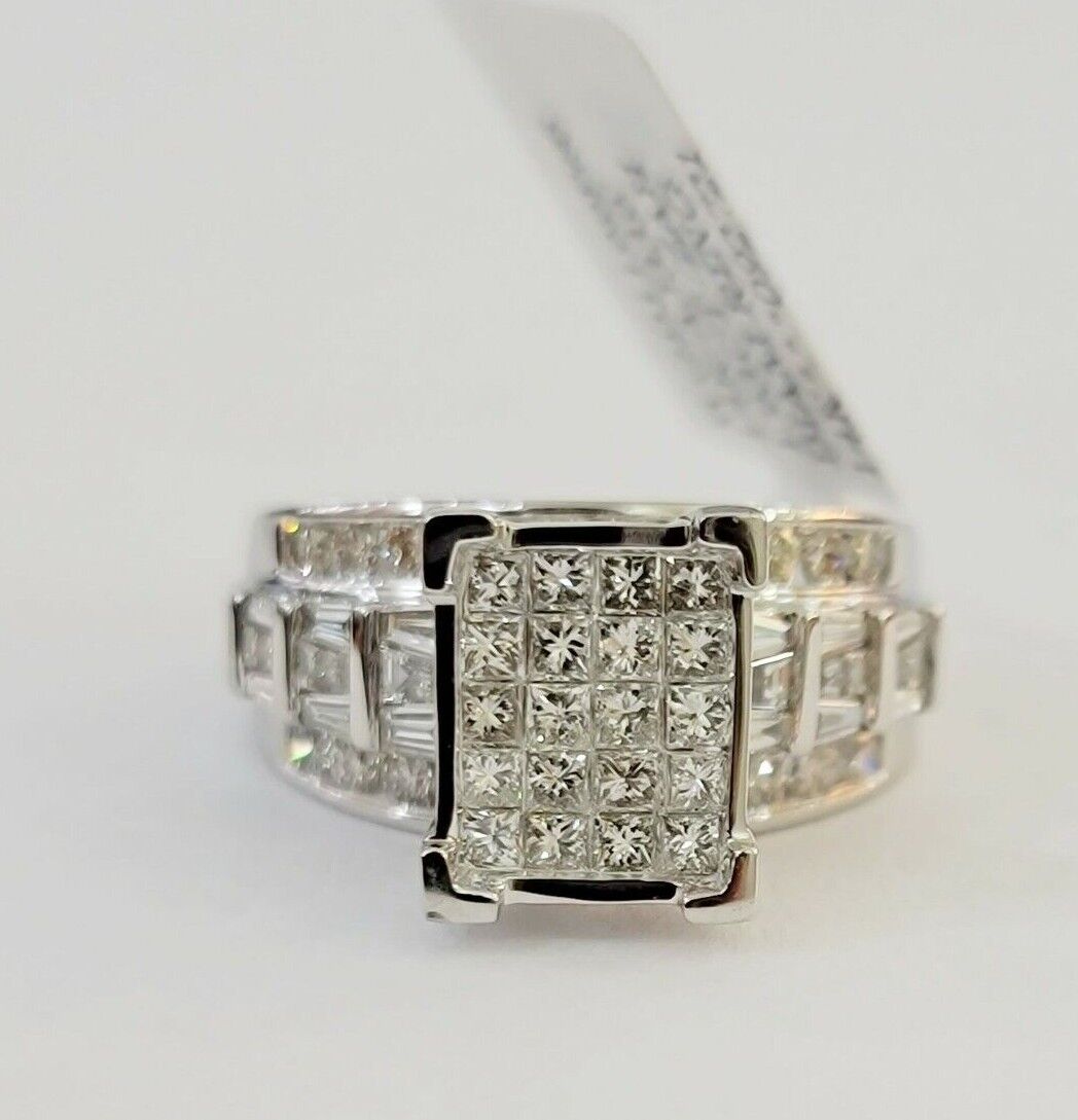 14k white Gold Natural Diamond Ladies Ring 2CT Diamond Real Women Ring Band REAL