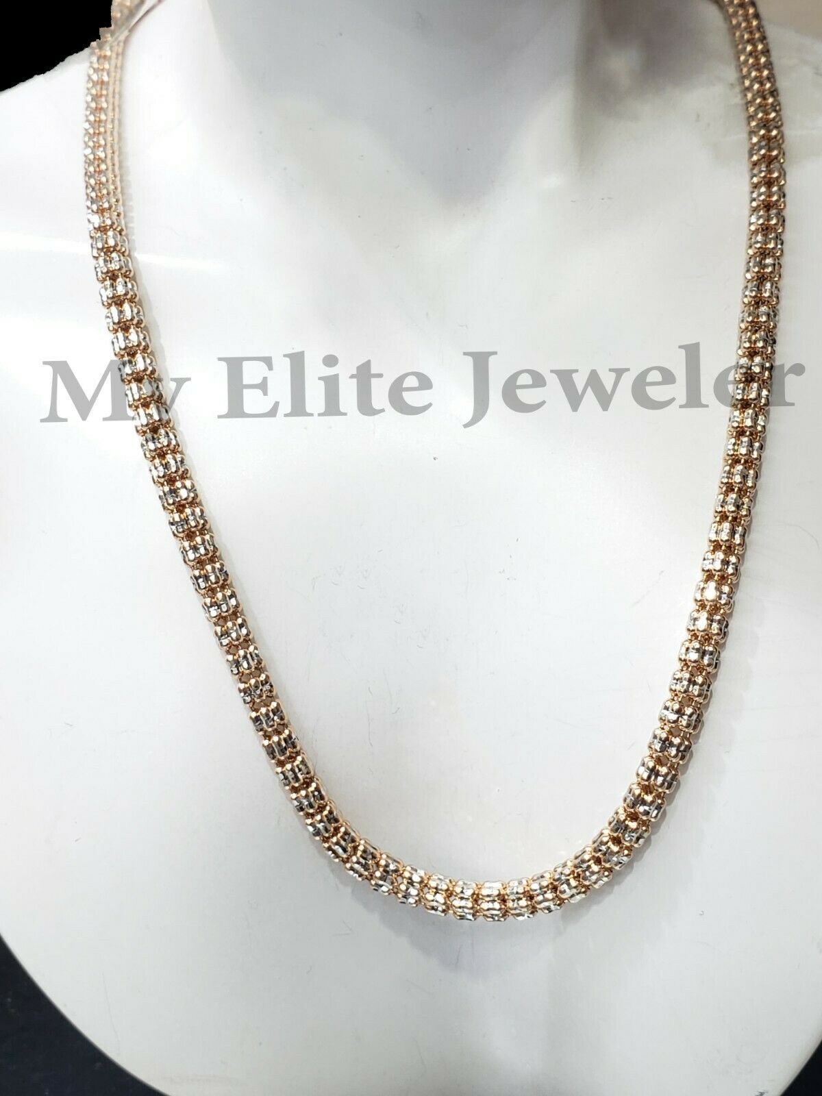 Gold Ladies Necklace 18 Inch 10k Rose Gold Tennis Chain Diamond Cut 100% GENUINE