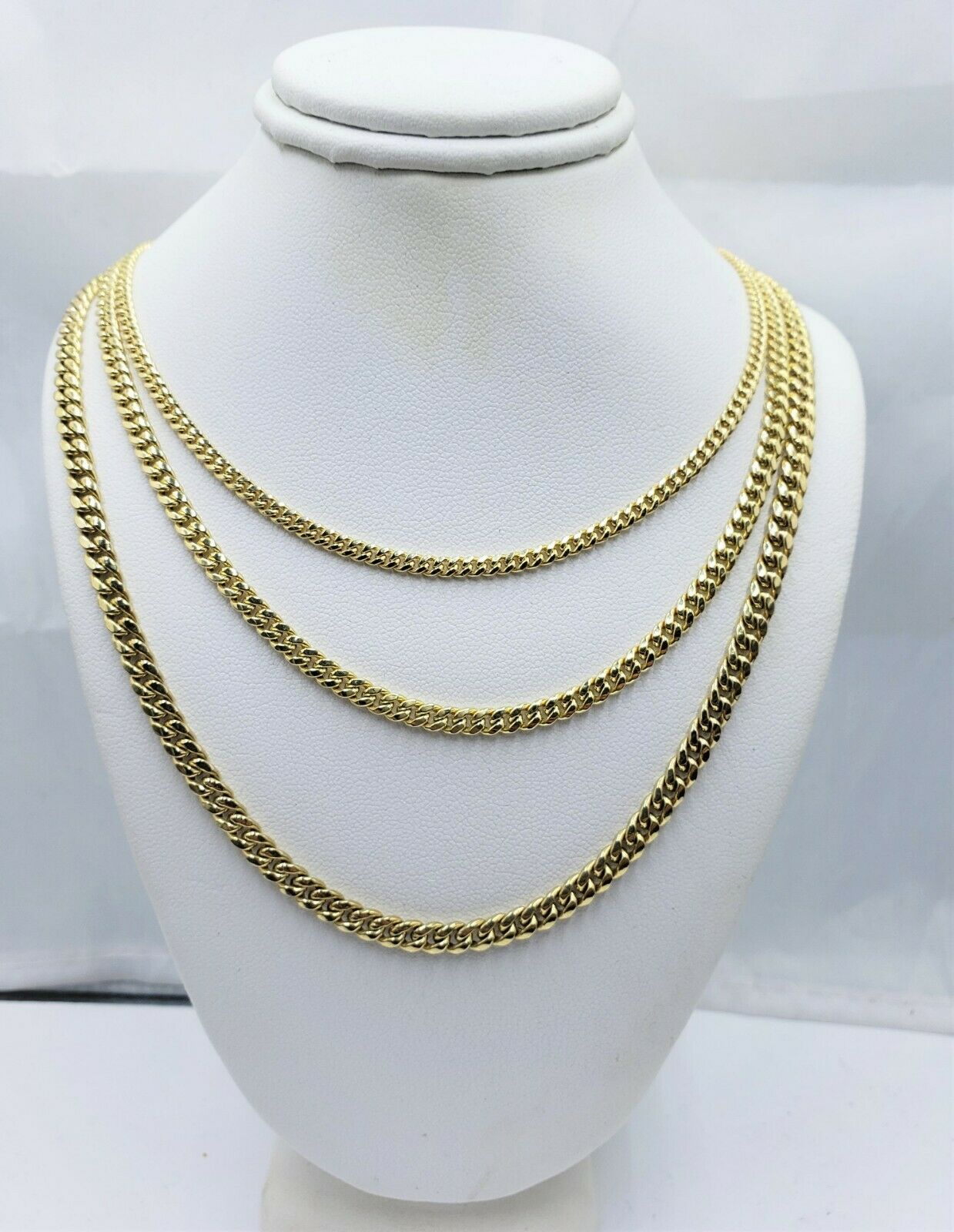 2mm 3mm 4mm Cuban link Necklace Chain Gold 10kt Yellow Gold 20" - 28" Men Women