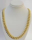 11mm 10k Yellow Gold Chain Necklace Miami Cuban Link  22" Inch Box lock REAL 10K