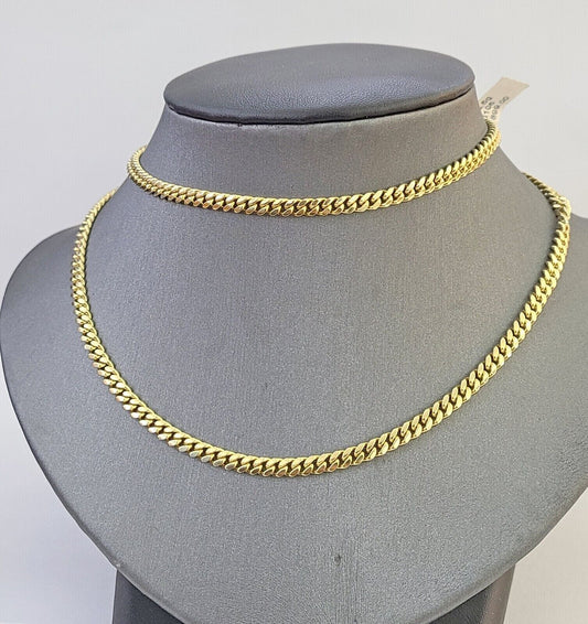 Solid 14k Yellow Gold chain 20 Inch Miami Cuban Necklace 4mm STRONG Links REAL