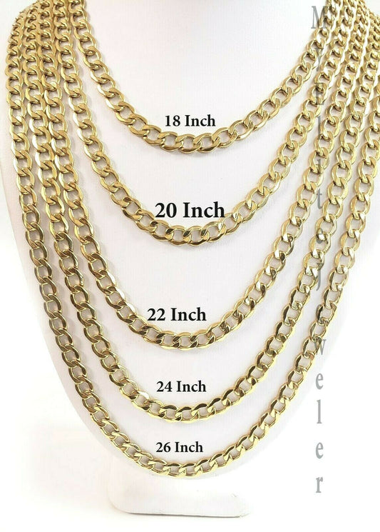 REAL 10k Yellow Gold Necklace 5mm Cuban Curb Link 18" 20" 22 24 26 28 Inch Chain