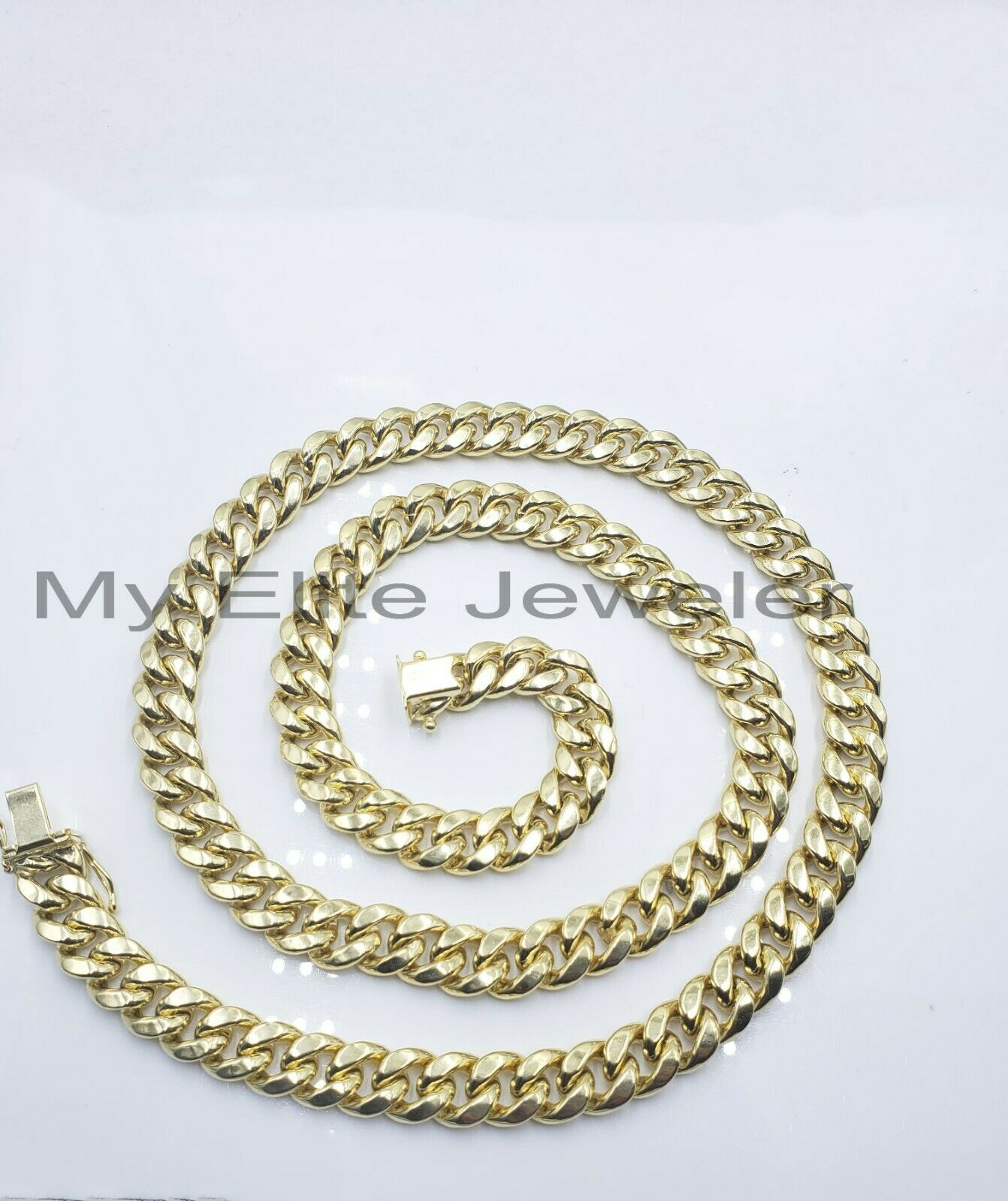 14k 10mm Mens Chain Miami Cuban Link Necklace 22" REAL 14KT Yellow Gold Box lock