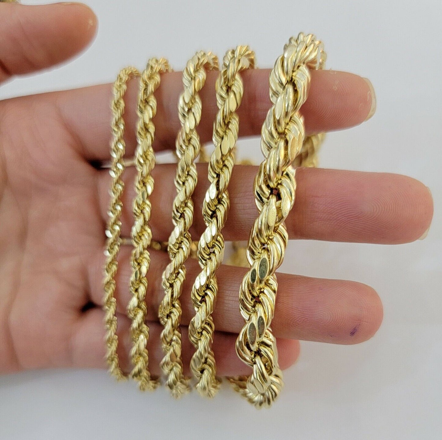 Solid 10k Yellow Gold Rope bracelet 7" 7.5" 8" 8.5" 9" Men Women 3mm- 9mm REAL