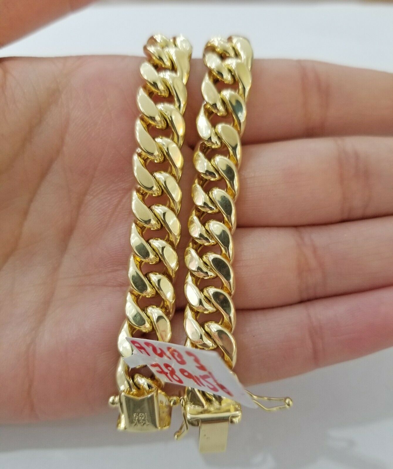 Real 14kt Gold Mens Bracelet Miami Cuban Link 11mm 9