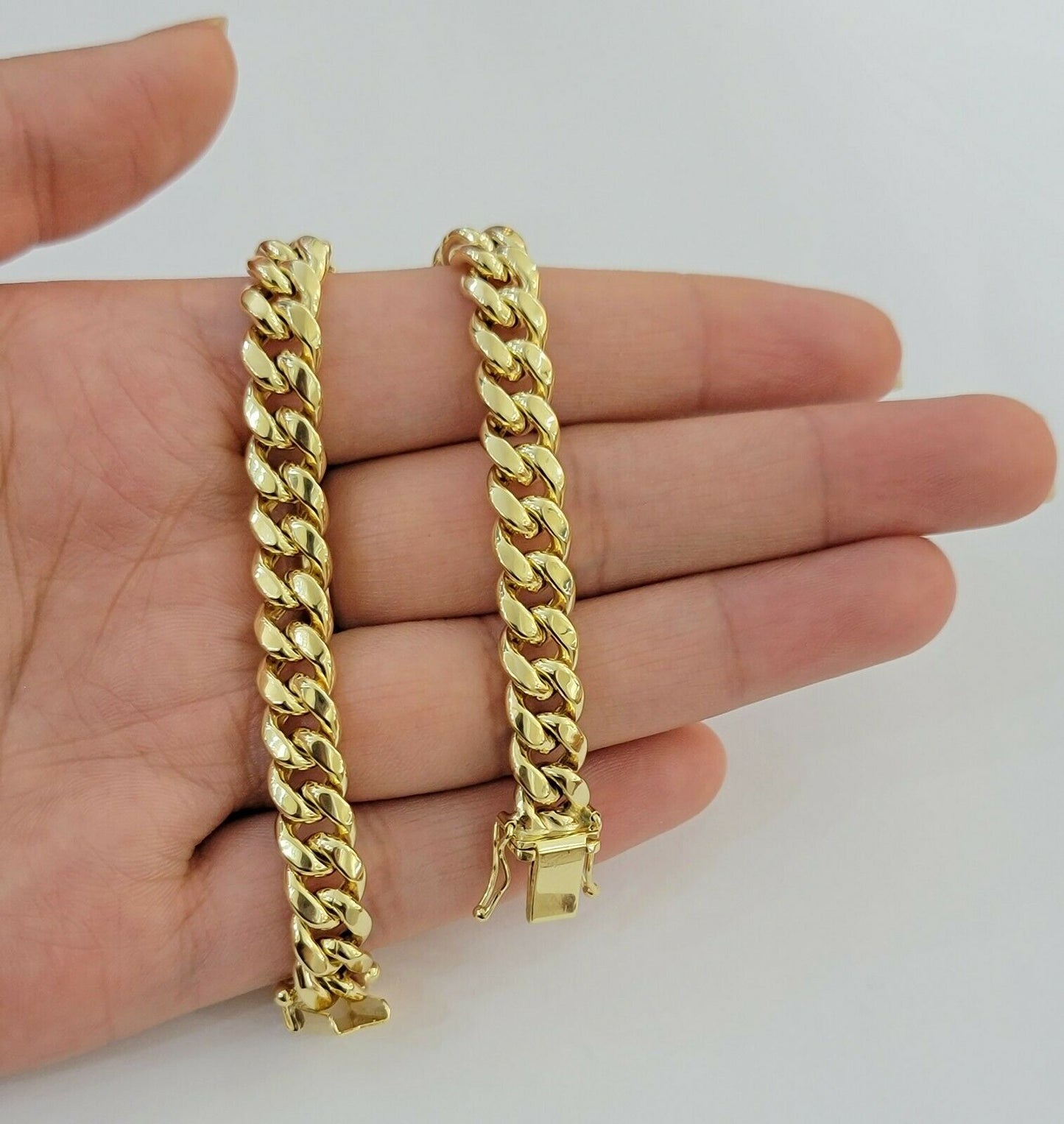 10k Yellow Gold Bracelet Miami Cuban Link 7.5" 8mm REAL 10 kt men &Women, STRONG