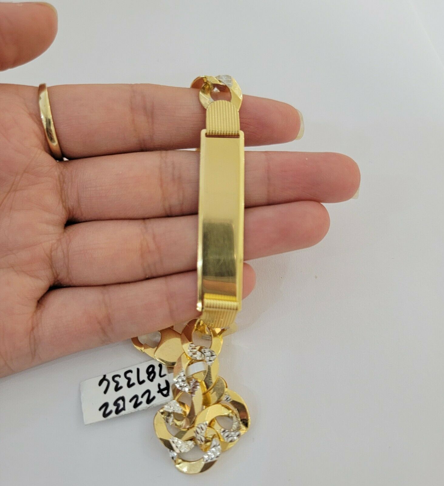 Solid 10k Gold Bracelet Id Cuban link 11mm 9