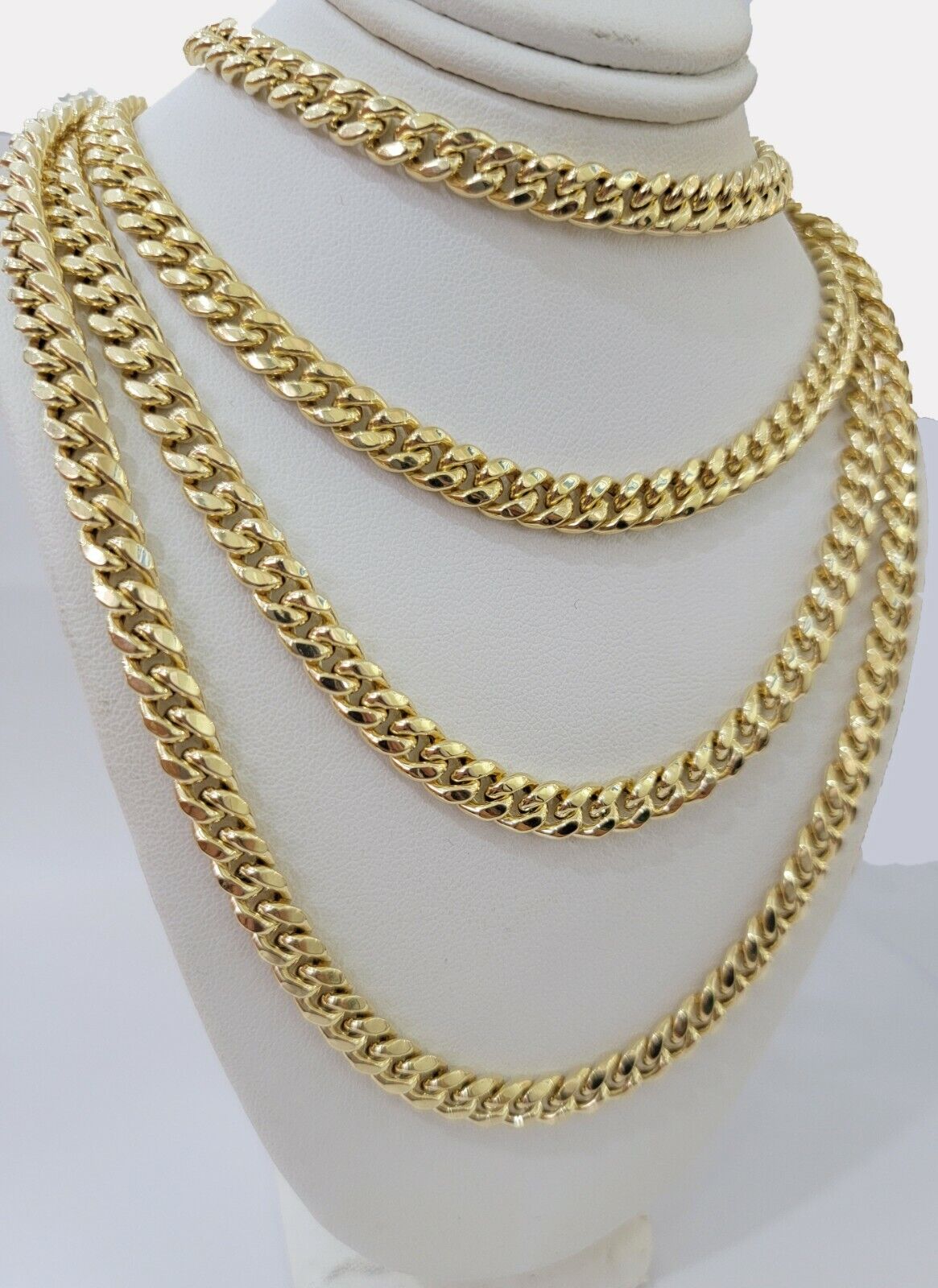 Real Gold chain 7mm 24 Inch Miami Cuban Link Necklace 10kt Yellow Gold For Mens