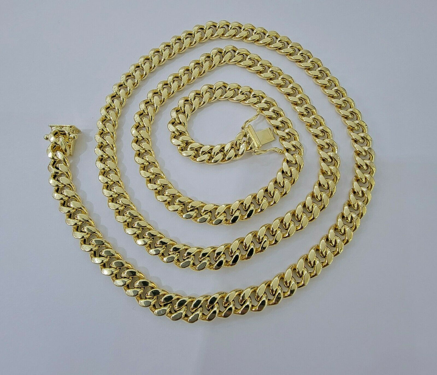 REAL 10k Gold Miami Cuban Chain Necklace 7mm 24" Men Women 10kt Yellow Gold Link