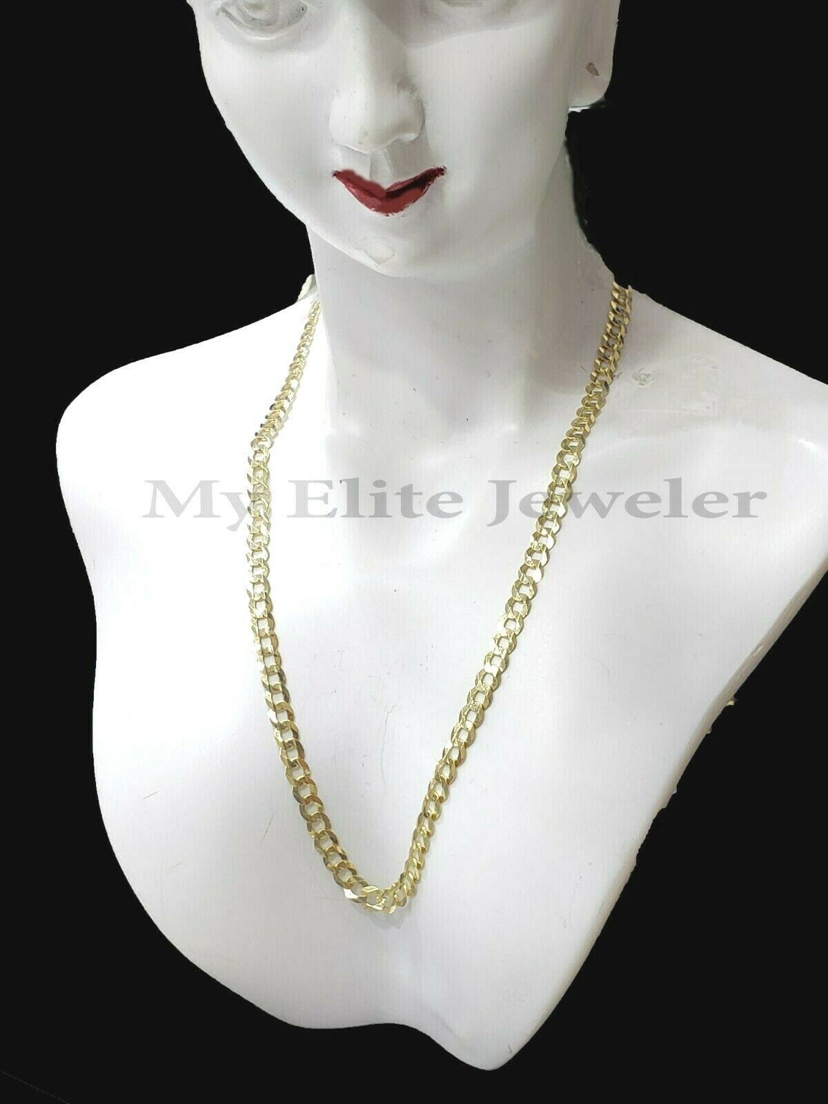 SOLID 14k Yellow Gold Ladies Chain Necklace 22 Inch Cuban Curb Link  3 MM Women