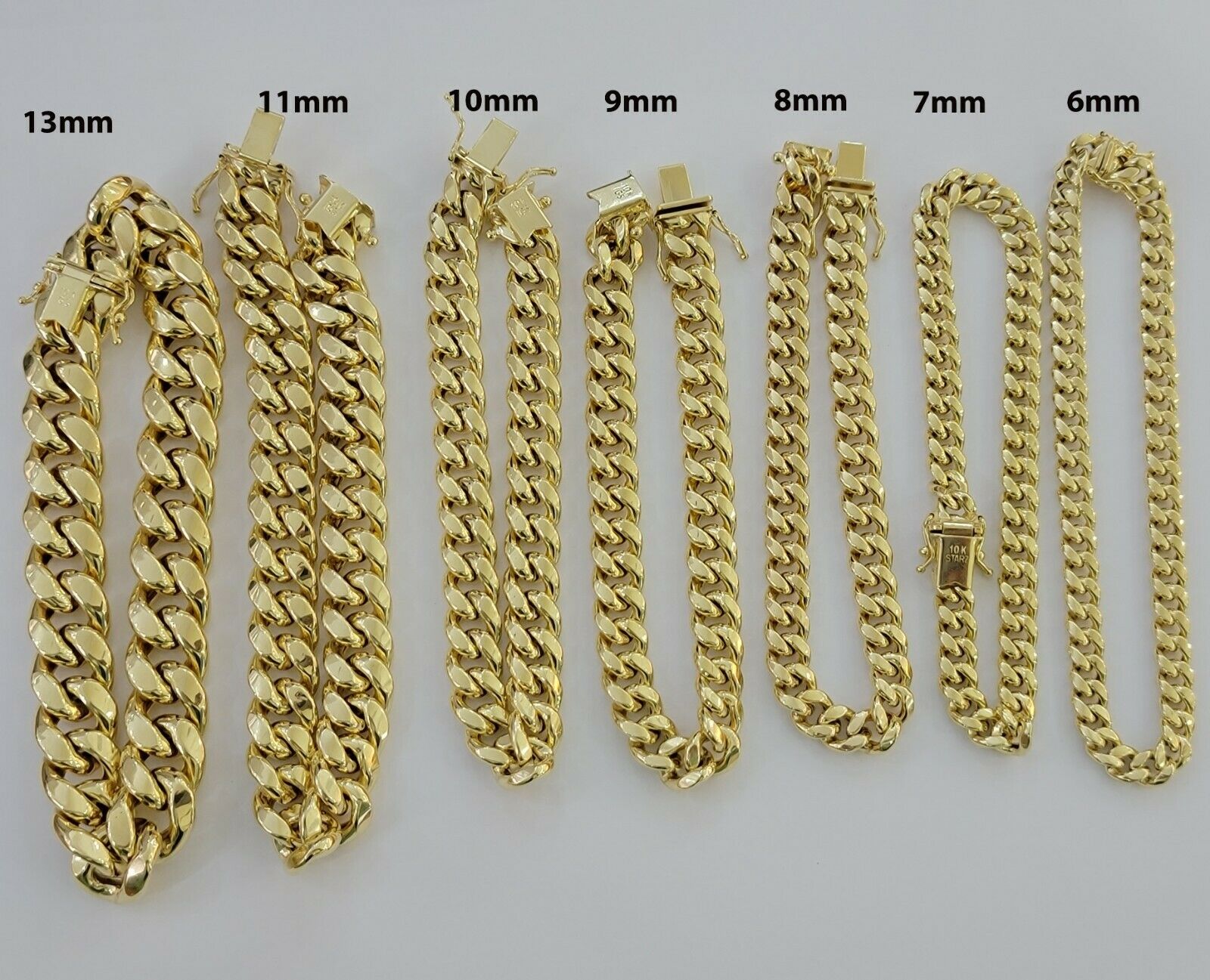 Real 10k Yellow Gold Bracelet Miami Cuban Link 6mm-13mm 8