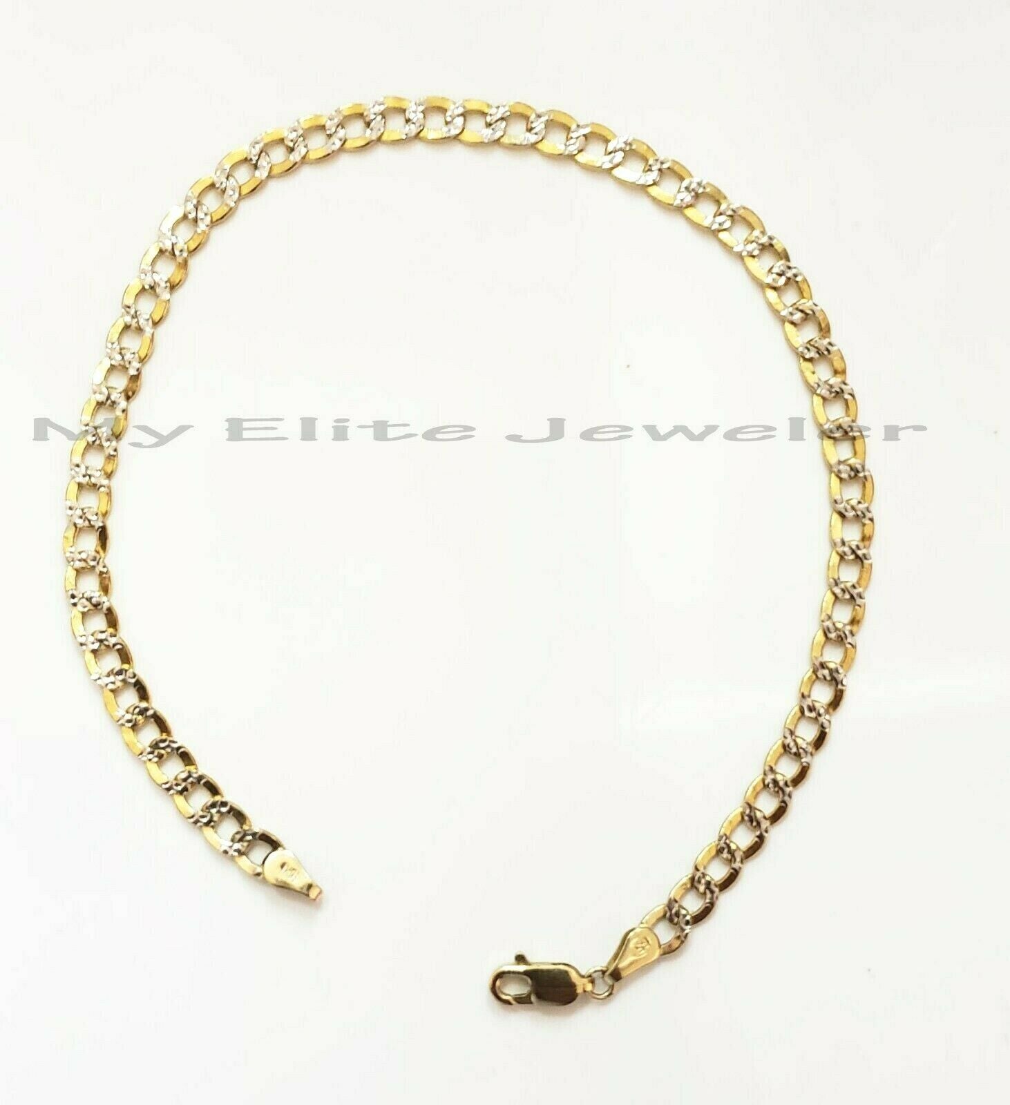 10k Gold Bracelet for Mens Ladies REAL Yellow Gold Cuban Link Diamond Cuts 8Inch