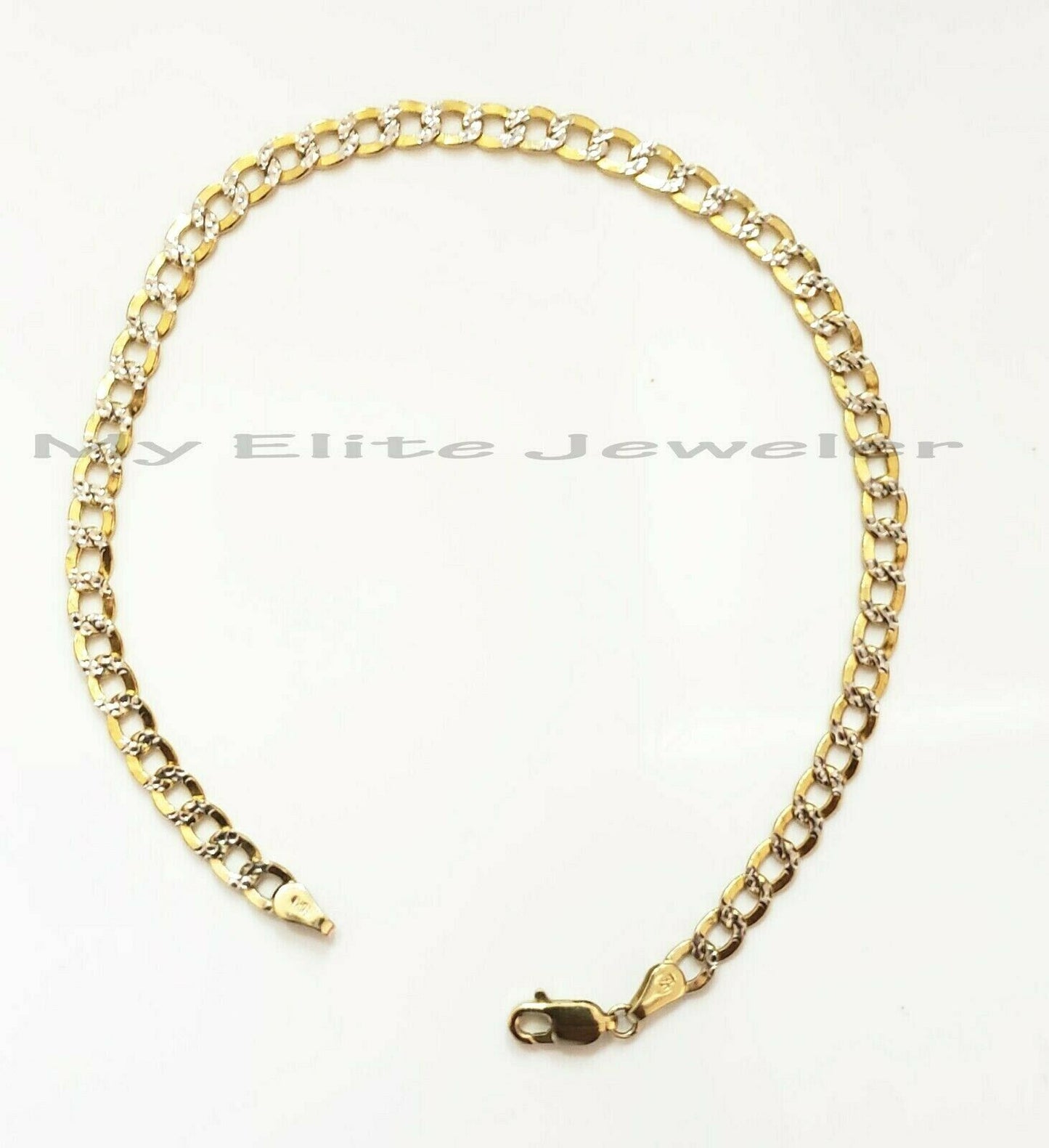 10k Gold Bracelet for Mens Ladies REAL Yellow Gold Cuban Link Diamond Cuts 8Inch