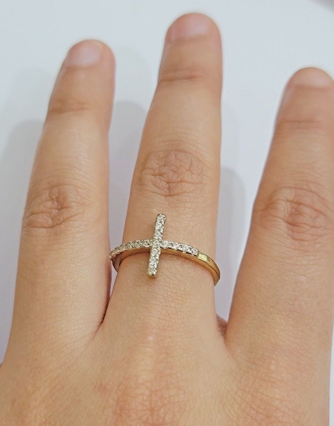 Ladies Ring 10k Yellow Gold Cross REAL 10KT Unique Casual Band LIMITED TIME SALE