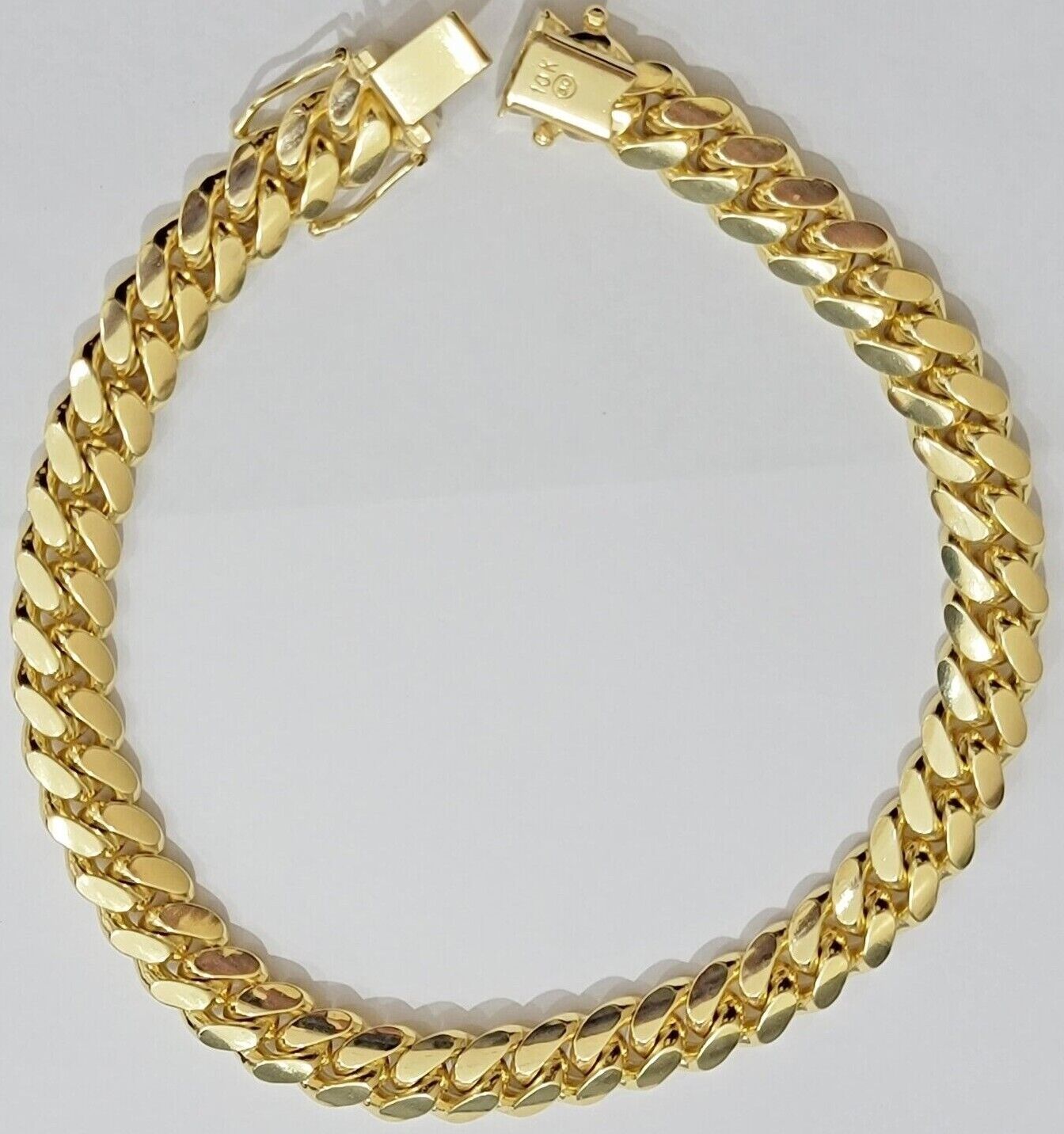 10k Yellow Gold Bracelet Solid Miami Cuban Link 9mm 8"  Box Clasp, Real 10kt Men