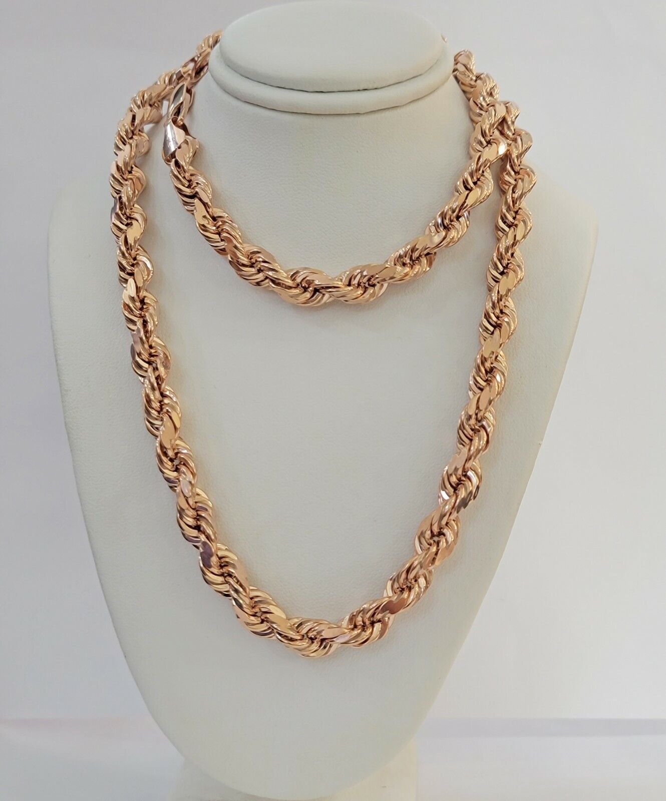Rope Chain Necklace Real 10k Rose Gold 7mm 20"-26" Inch Diamond Cuts HEAVY SOLID