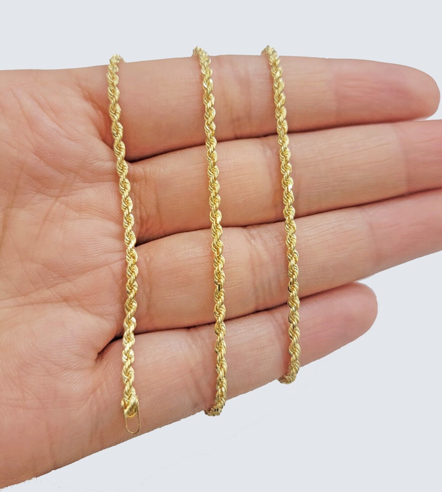 Real 18k Yellow Gold Rope Chain Necklace 22 Inch 2mm Solid 18 KT Men Women, SALE