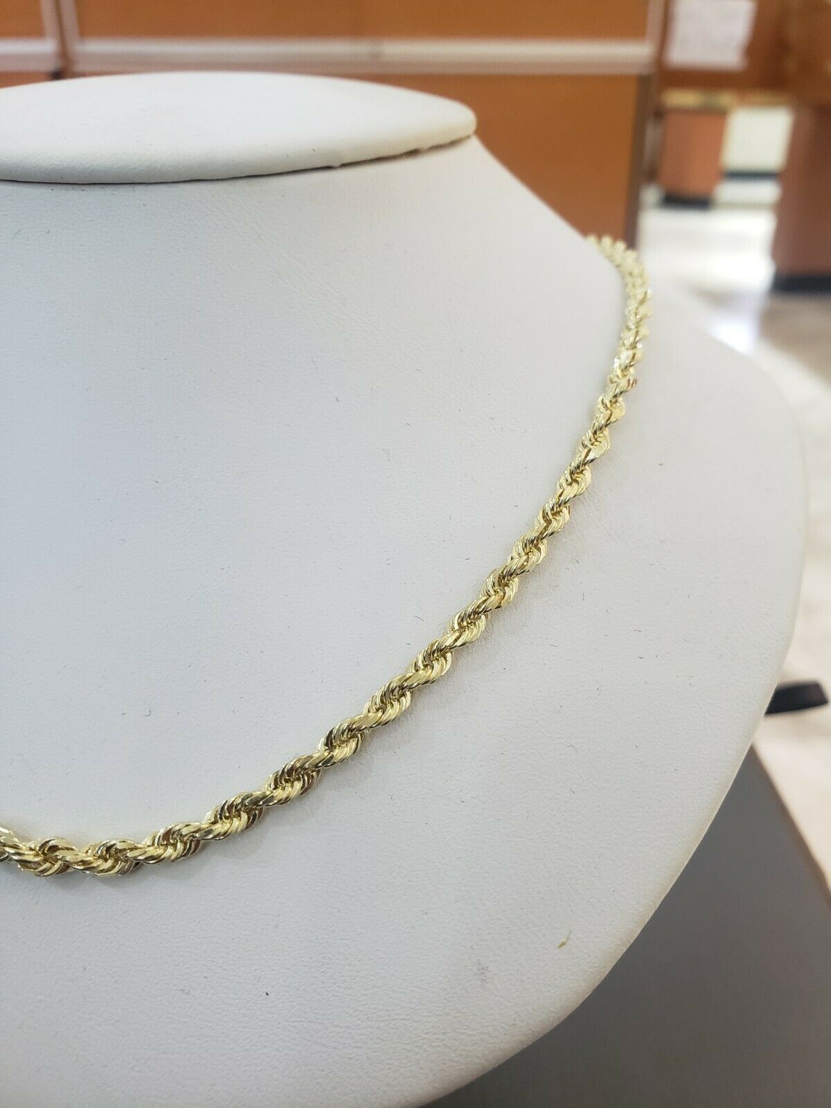 Real Gold Rope Chain Solid 14k Yellow Gold Necklace 18"-28" 3.5mm Diamond Cut