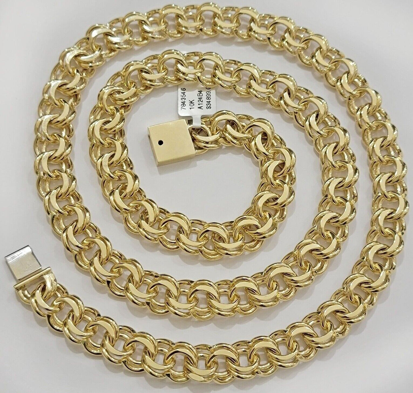 10k Yellow Gold Chino Chain Solid Link Necklace 11mm 22"-26" Real 10kt Box Clasp