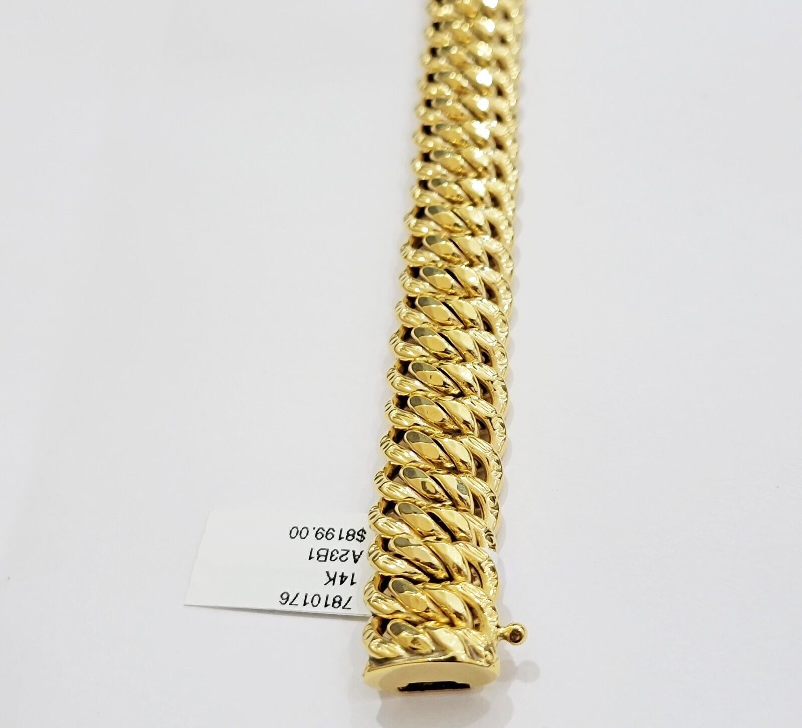 REAL 14k Gold Ladies Bracelet Flat Byzantine Link 16mm 7.5