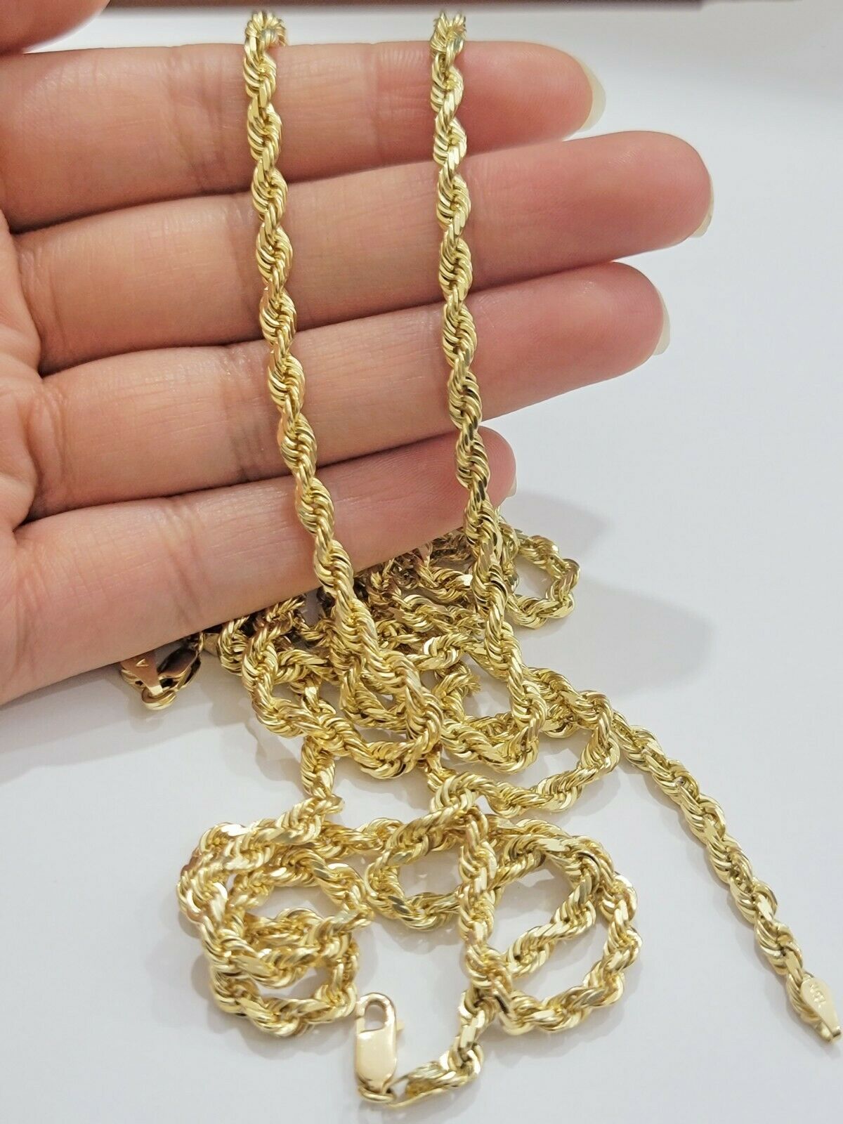 Solid 14k Gold Rope Chain Necklace 4mm 18"- 30" Inch REAL 14KT Yellow Gold