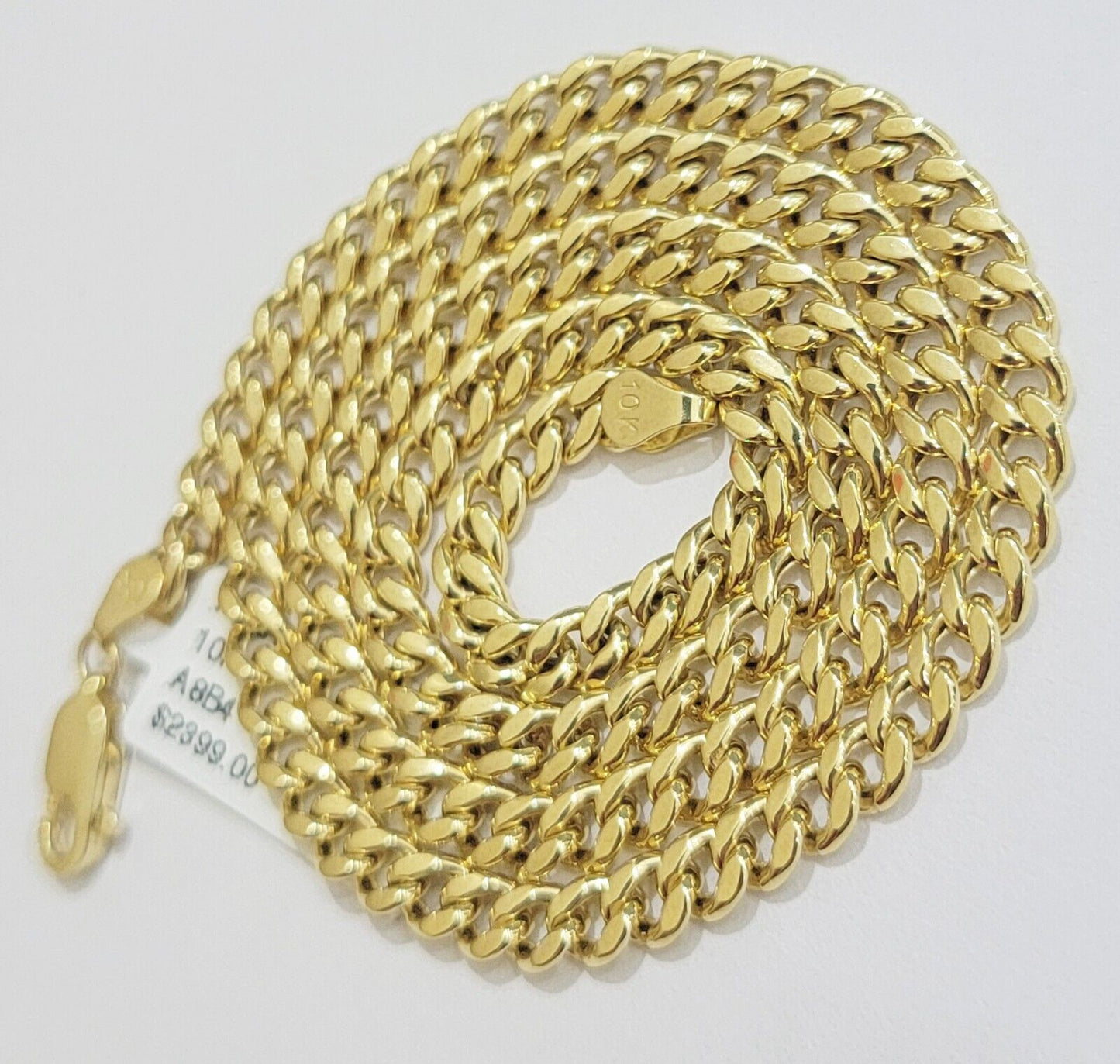 Real 10k Gold chain Necklace Miami Cuban Link 5mm 16"-28" 10kt Yellow Men Women