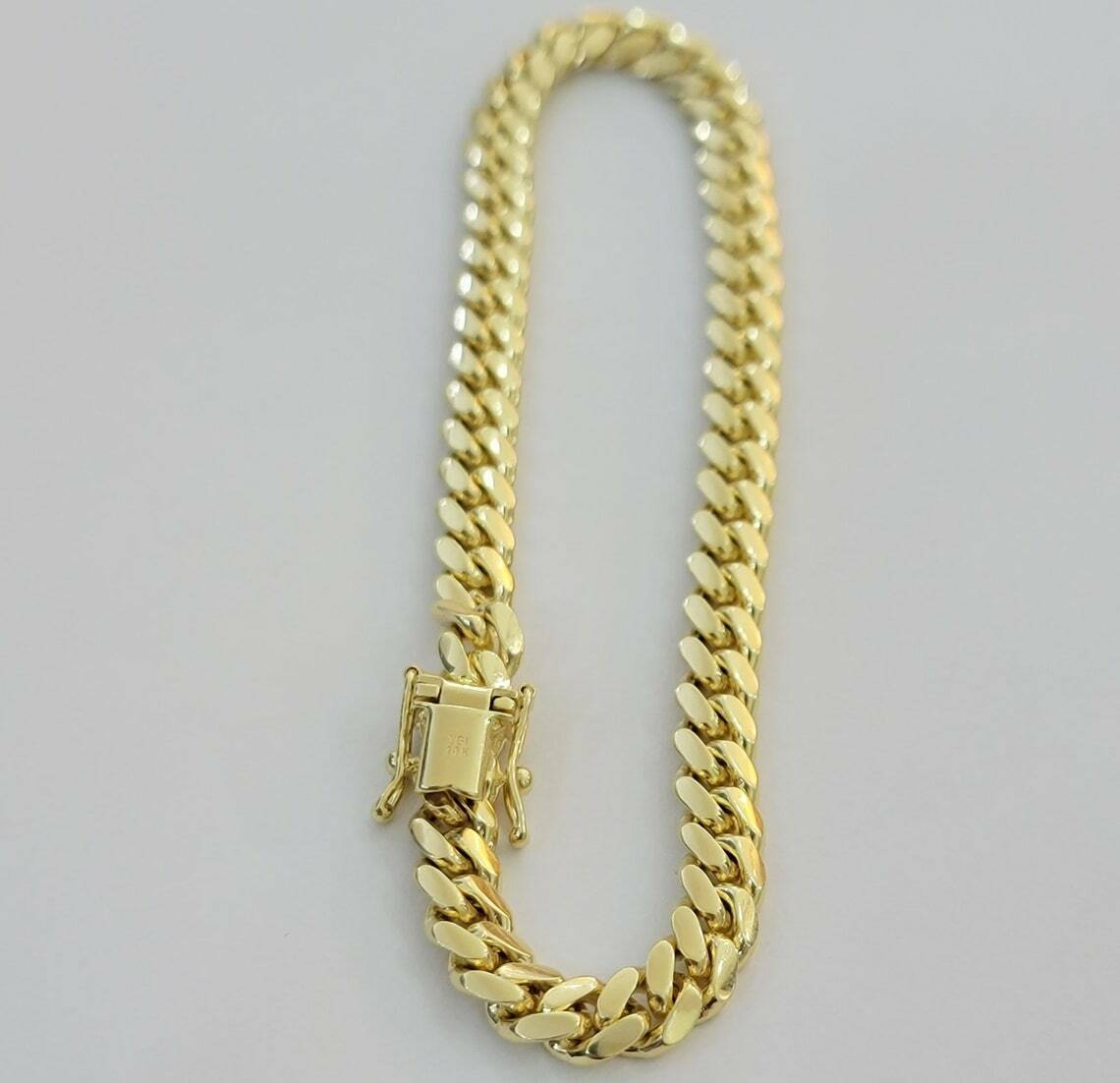 Real 14k Yellow Gold Bracelet Solid Miami Cuban Link With Box Lock 6mm 8