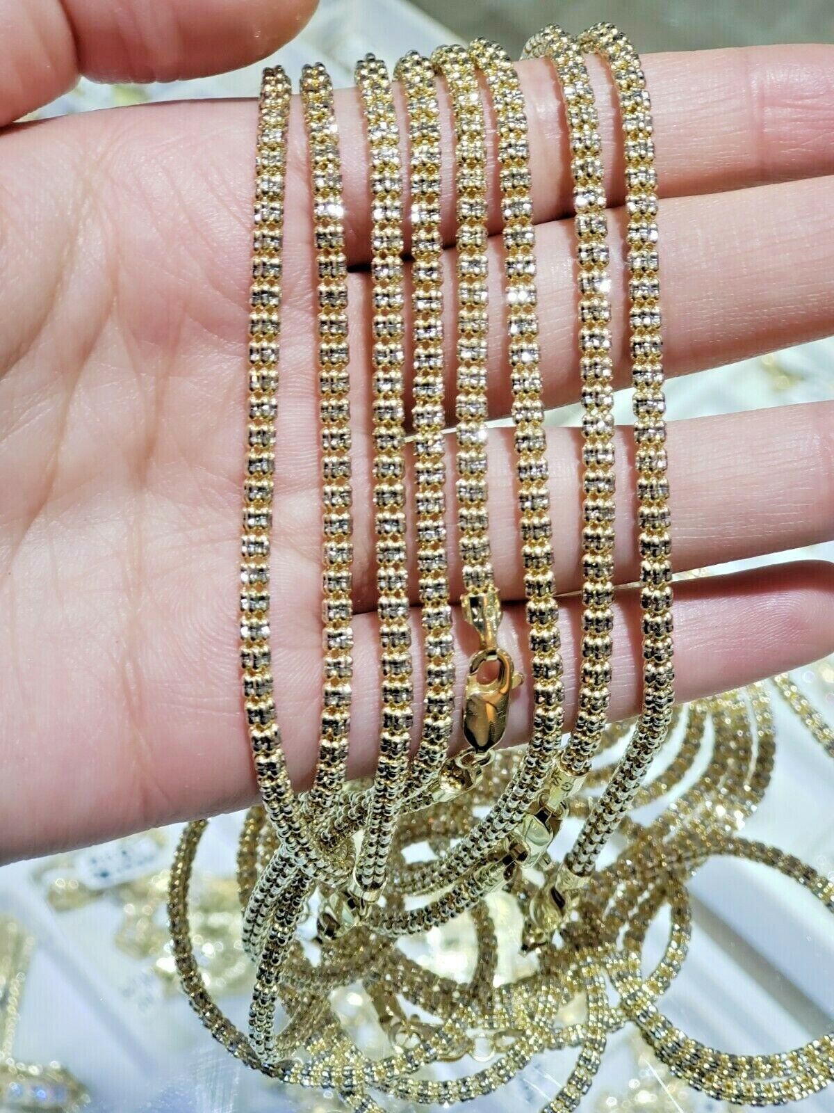 10k Yellow Gold Tennis Chain Necklace 18