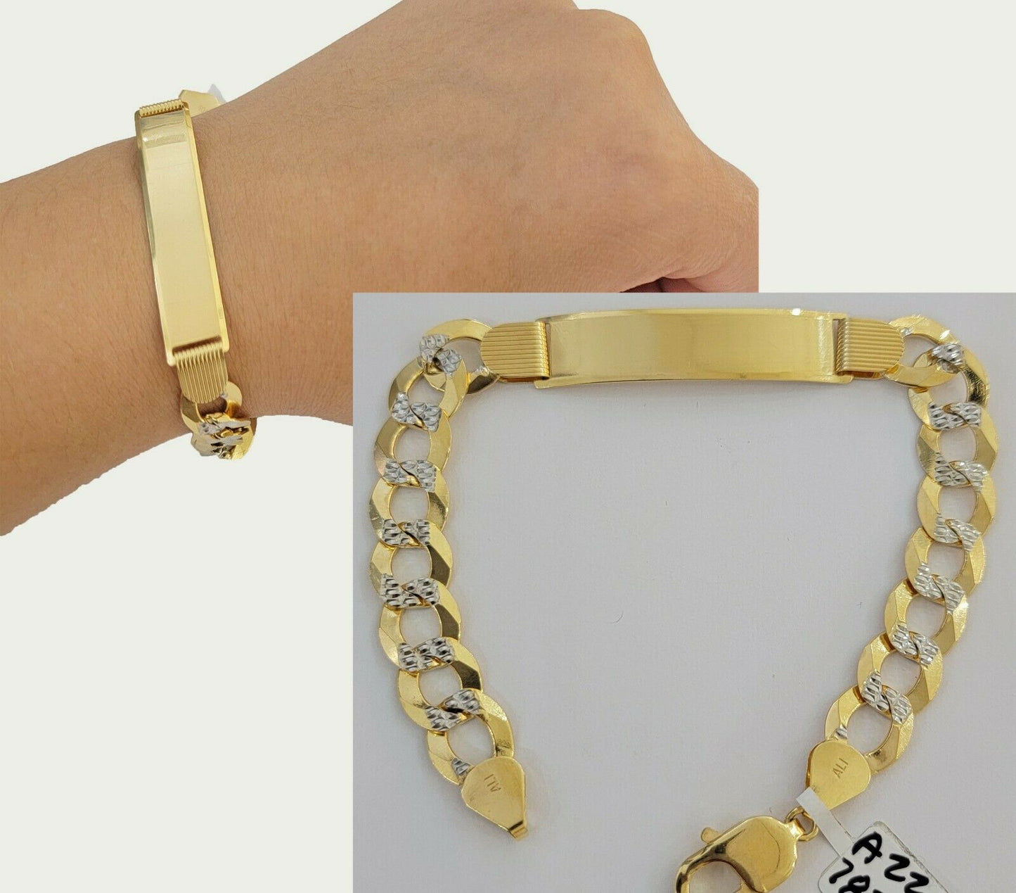 Solid 10k Gold Bracelet Id Cuban link 11mm 9" 10kt Yellow Gold Strong Link, REAL