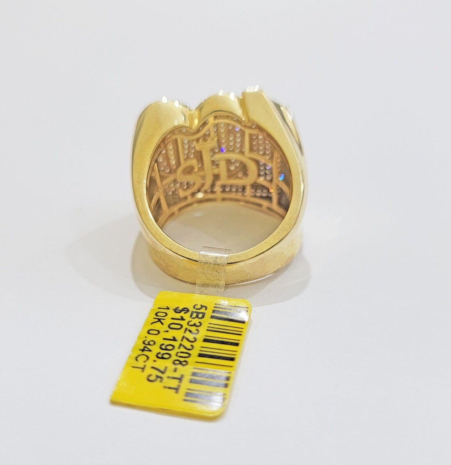 Real Diamonds 10k Yellow Gold Mens Ring Number 100 Style , New , Size 10 , SALE