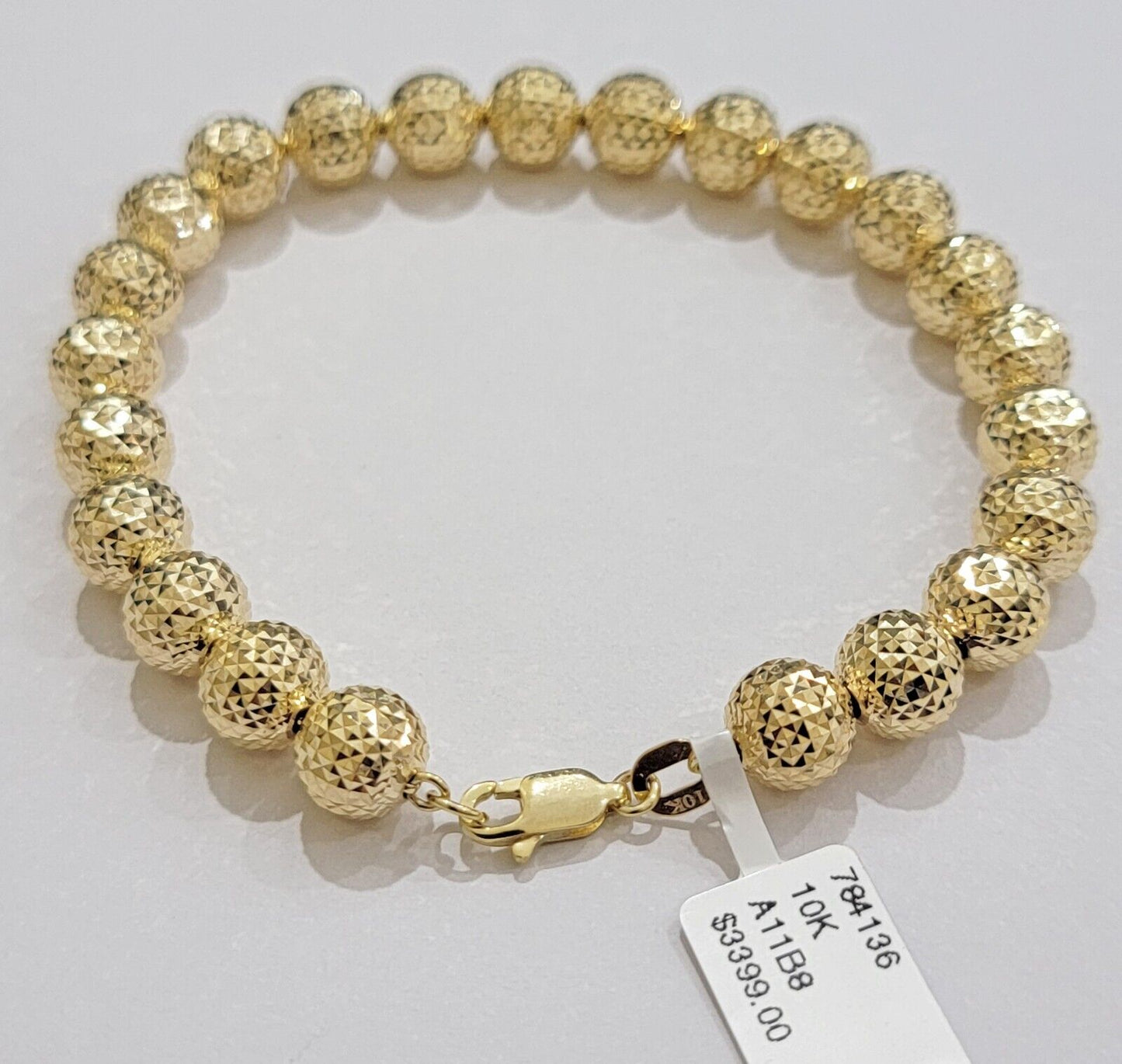 10k Yellow Gold Bracelet Moon Cut Diamond cuts 9 Inch 9mm Tennis, Men Women REAL