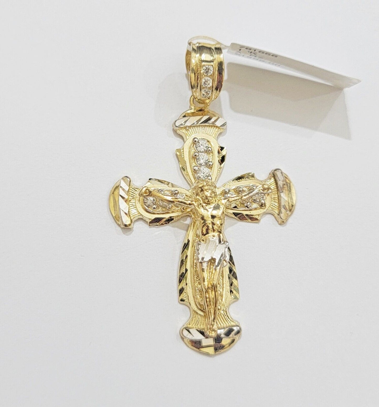 Real 14k Yellow Gold Cross pendant With Rope Chain Necklace 5mm 26" SET Charm