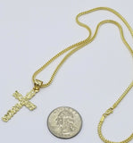 10K Yellow Gold Cross Pendant Jesus Crucifix Charm 1.5" Men Women