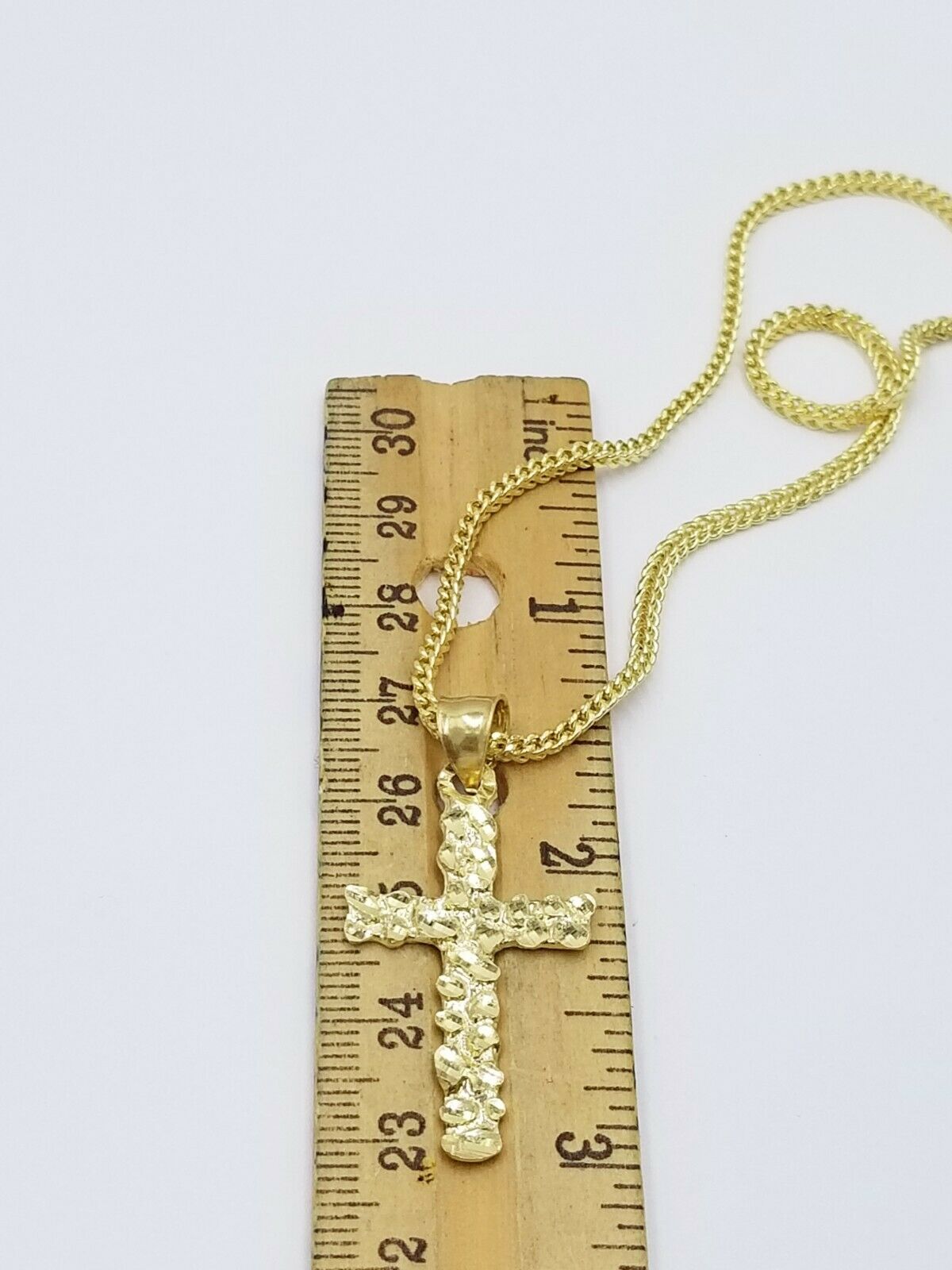 REAL 10k Yellow Gold Cross Pendant 2mm Rope Chain 20"-26" Inches Diamond Cut