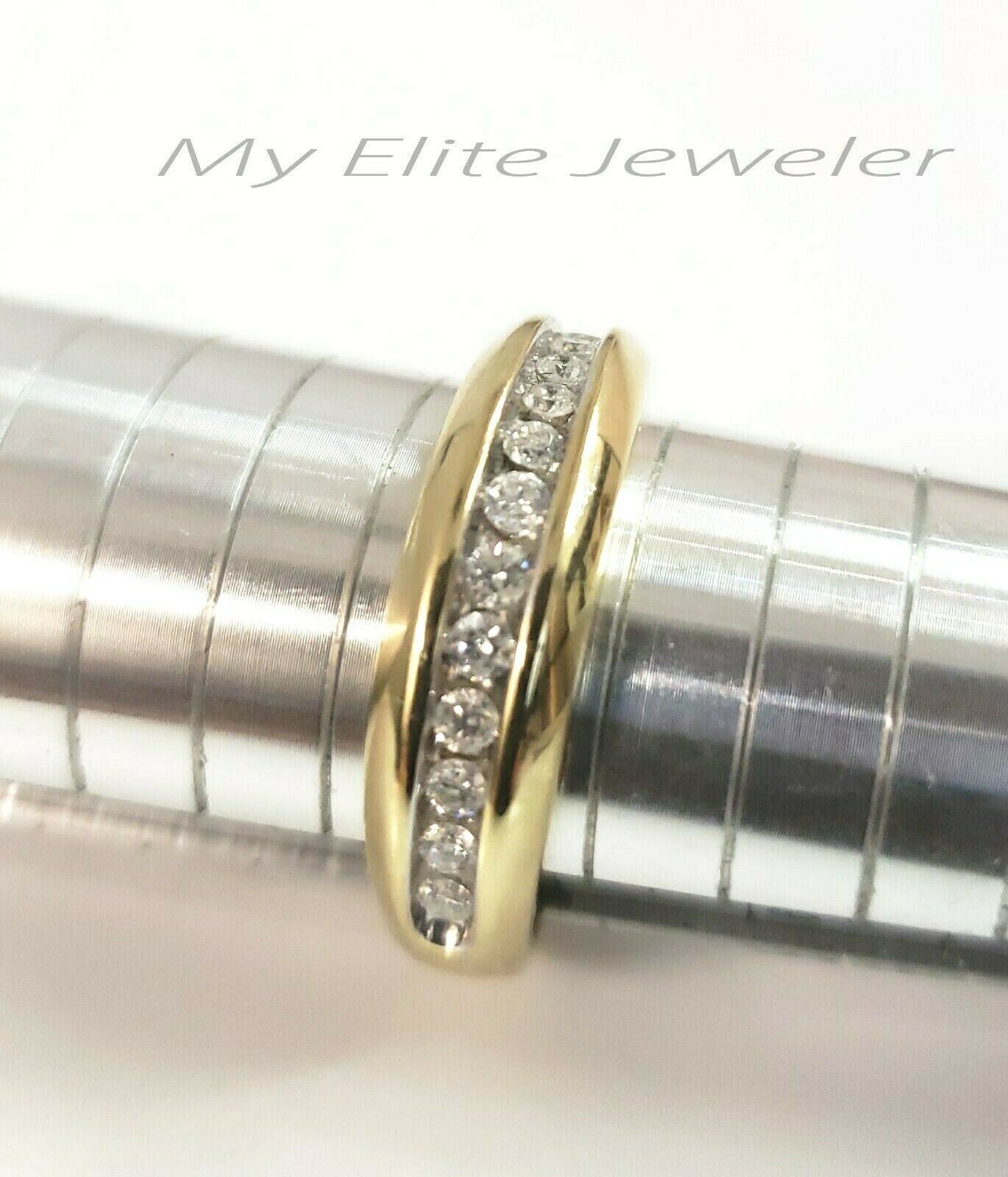 1/2 CT Men Solitaire Diamond Band Ring Round Cut 10K Yellow Gold Wedding Size 10