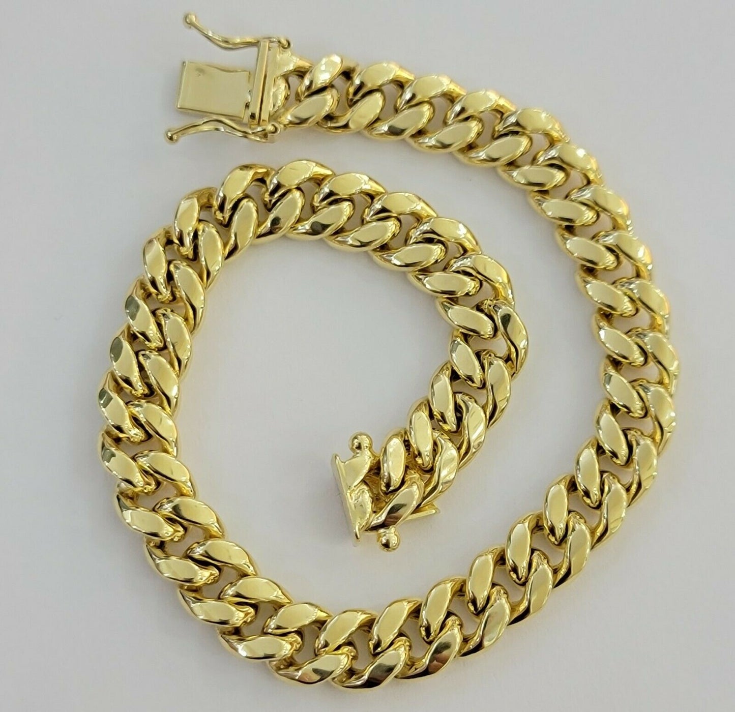 Real Gold Ladies Bracelet Miami Cuban Link 7" 8mm REAL 10kt Yellow Gold Women 10k