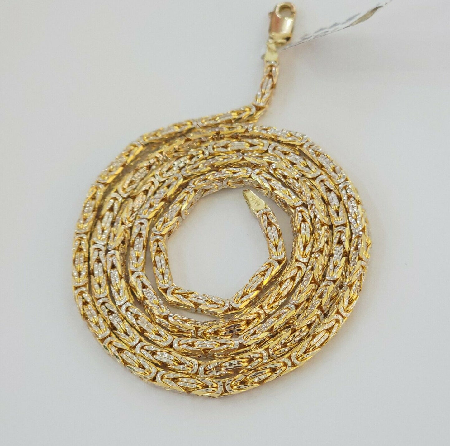 REAL 10K Gold Solid Byzantine Chain Necklace 24" 3mm 10kt Yellow Gld Diamond cut