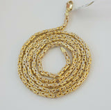 REAL 10K Gold Solid Byzantine Chain Necklace 24" 3mm 10kt Yellow Gld Diamond cut