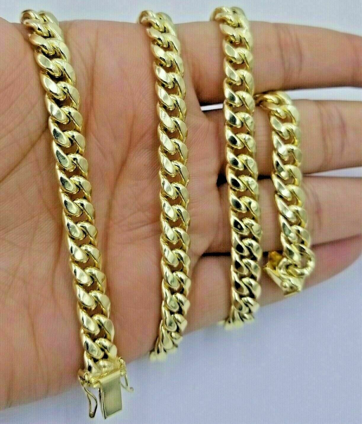 10K Yellow Gold 8mm Real Miami Cuban Link Chain Pendant Necklace Box Lock 18-30"