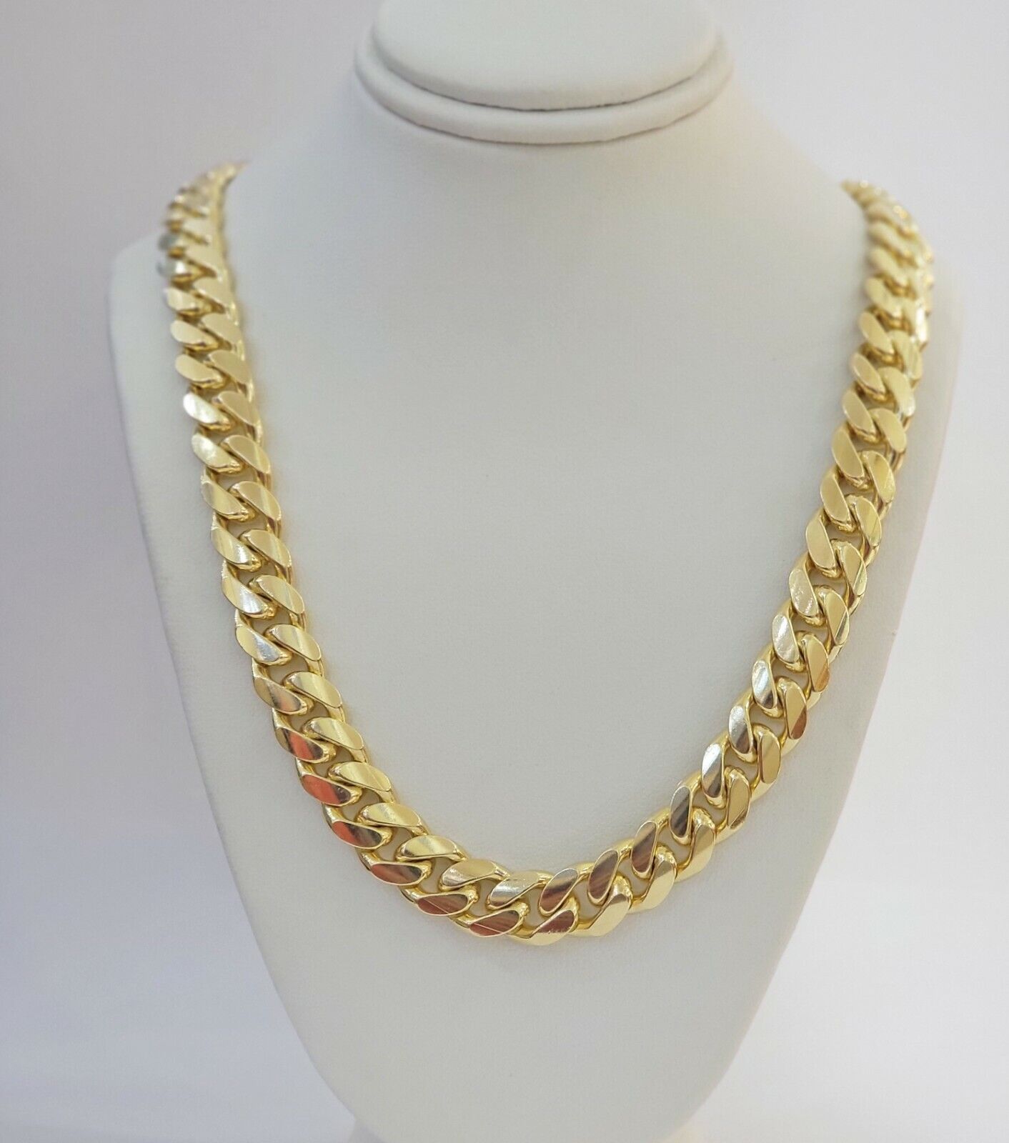 Solid 10k Gold Chain Cuban Link Necklace 10mm 24" Inch Men's Box Lock REAL 10kt