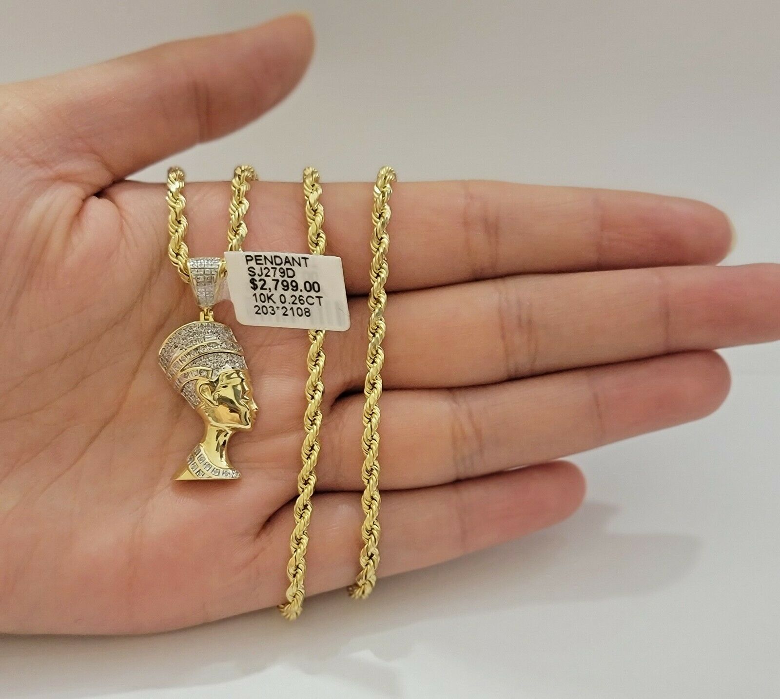 REAL 10k Gold Diamond Pendant Pharaoh Head Charm 1/4 Ct Natural Diamonds Mens