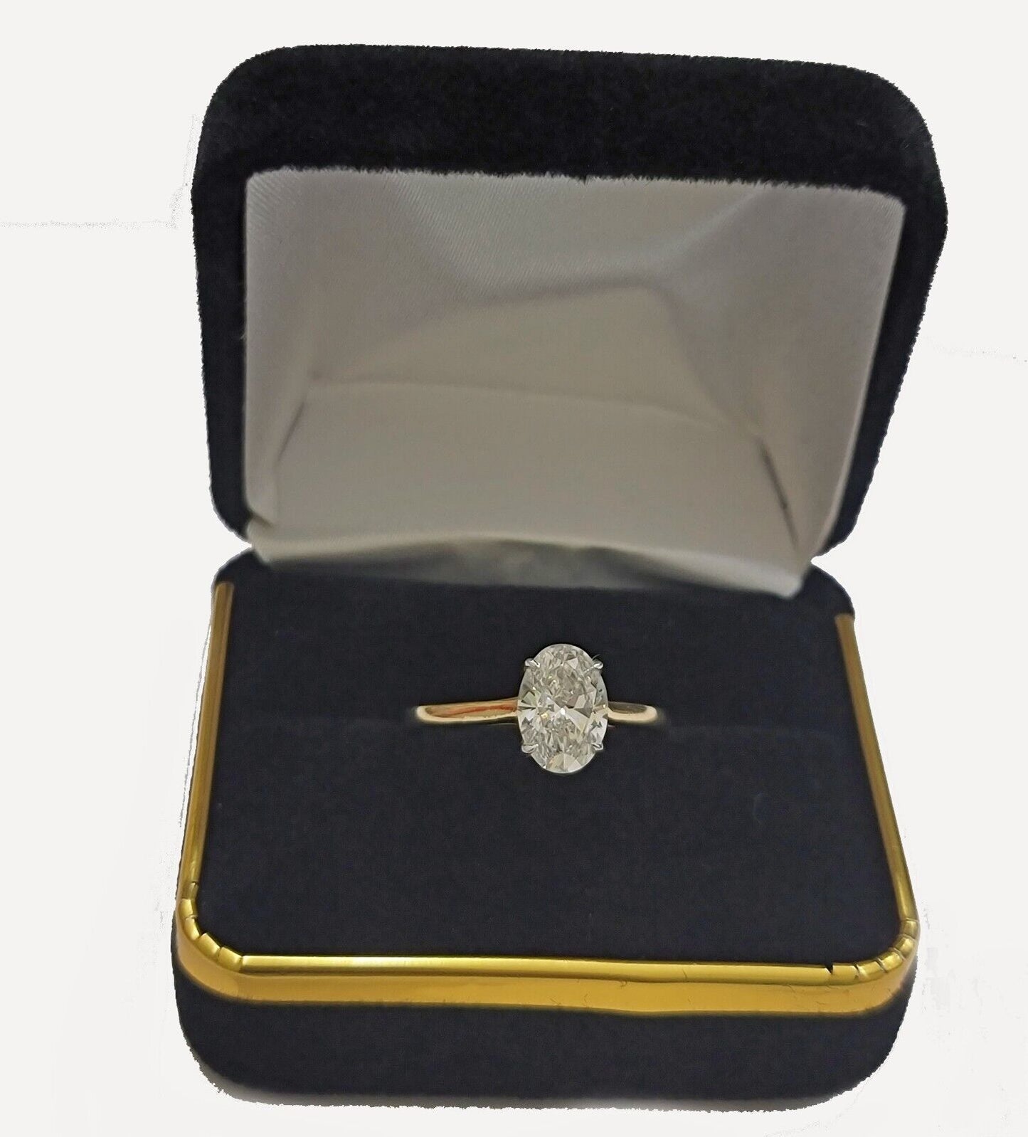 1CT IGI Certified Diamond Engagement Ring VS2 D Oval Lab-created 14k Yellow Gold