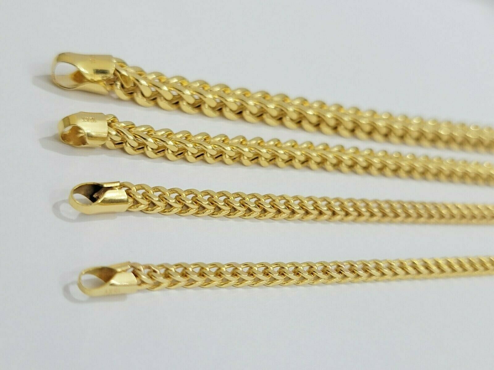 Real 10k Gold Chain Franco Mens necklace 20"-28" Inch 3mm-5mm 10kt Yellow,STRONG