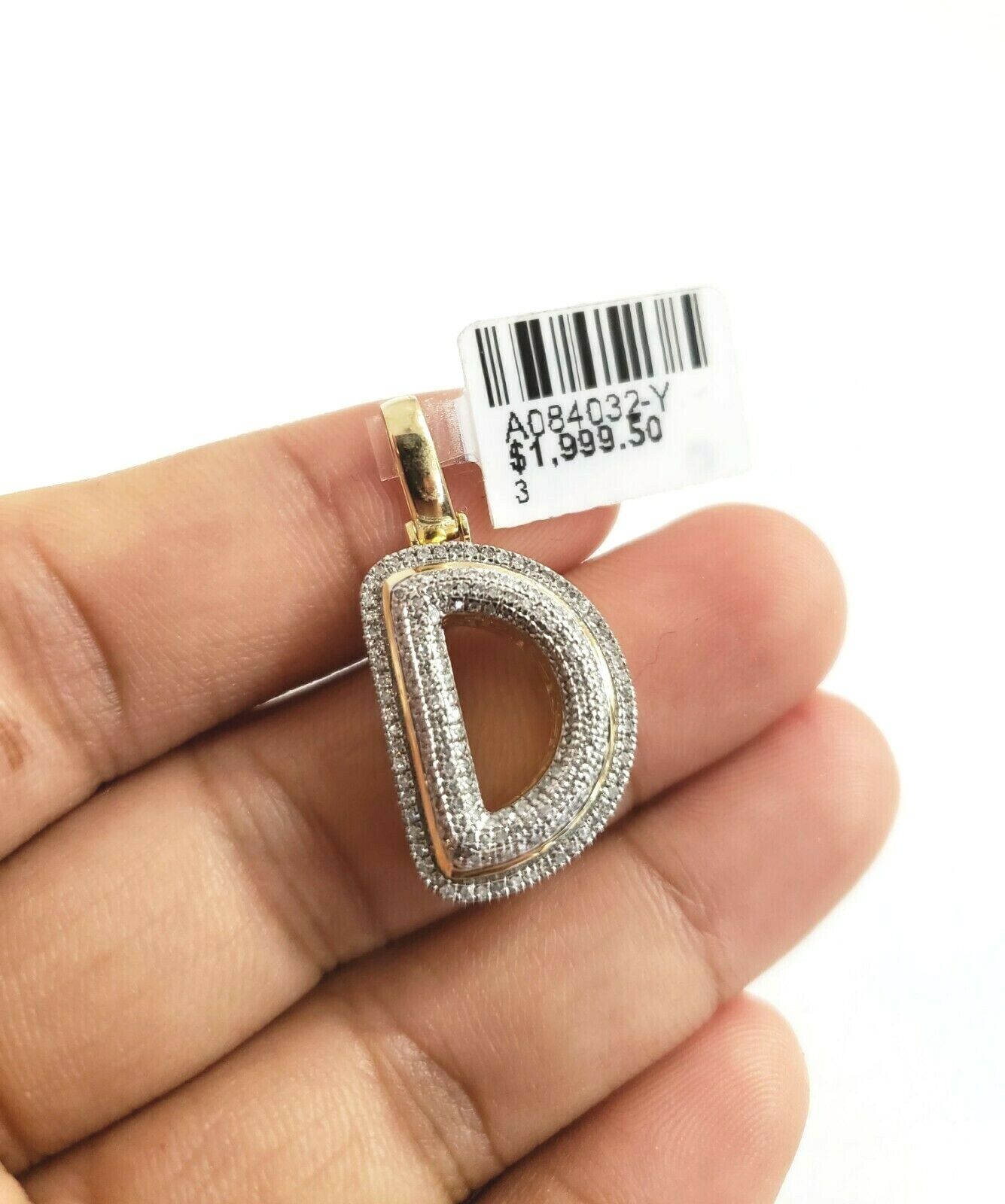 10k Gold Chain Real Diamond D Alphabet Initial Charm Pendant 3mm 18Inch Necklace