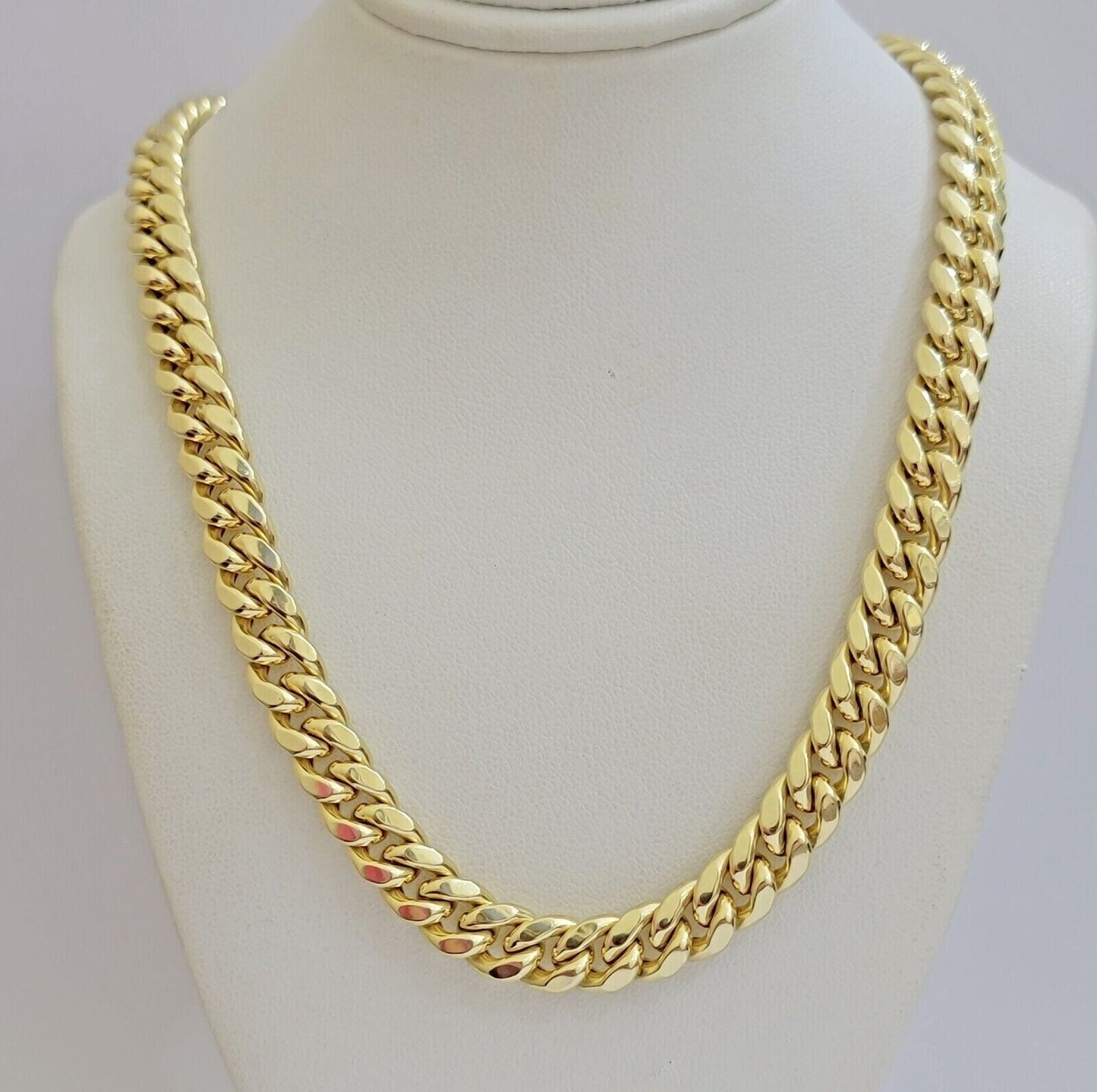 Real 14k Mens Chain Miami Cuban Link Necklace 22" 9mm 14KT Mens Real Gold Sale